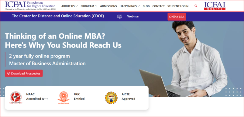 ICFAI University Online MBA Program