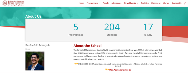 University of Hyderabad School of Management – top affordable MBA program