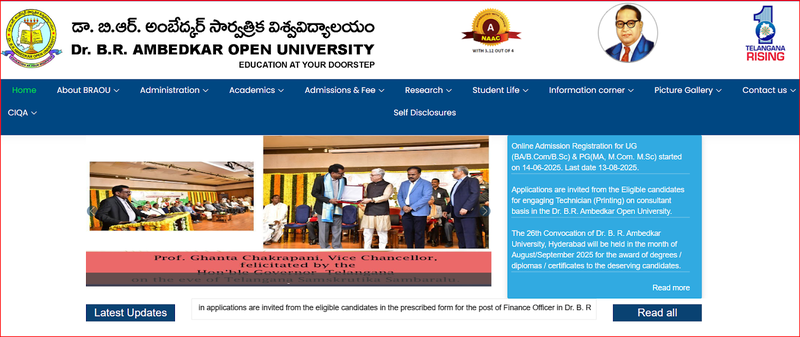  Dr. B.R. Ambedkar Open University(BRAOU) Hyderabad – affordable distance MBA program with NAAC A+ accreditation